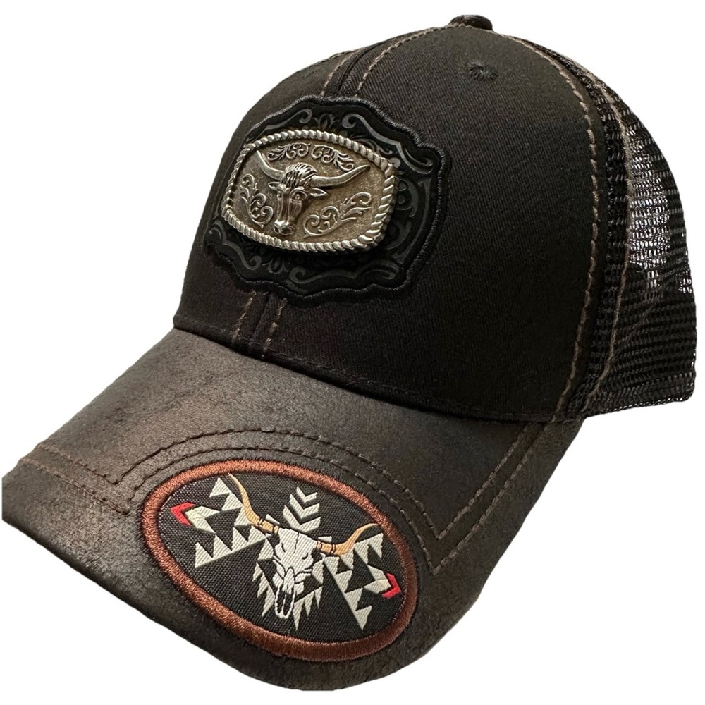 Pit Bull Longhorn Aztec SnapBack Trucker Hat - Cowboy Western Southwest *Read